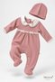Baby Girl Set - Romper Set with Floral Embroidery and Lace Collar, 2-Piece Beanie Romper Set - 2