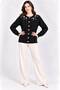 Women's Pearl Detailed 7-Button Crew Neck Feathered Knitwear Jacket - 5