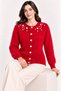 Women's Pearl Detailed 7-Button Crew Neck Feathered Knitwear Jacket - 3