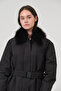 Women's coat removable fur belted women's coat - 2