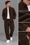 Men's Velvet Top and Bottom Set, Casual Stylish Combination - 3