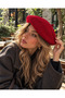 Women's Red Plush Painter Beret - 4