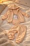 Baby Girl 3-Piece Set Rabbit Printed T-Shirt Pants Hooded Vest 3 6 9 12 Months - 3
