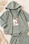 Baby Girl 3-Piece Set Rabbit Printed T-Shirt Pants Hooded Vest 3 6 9 12 Months - 3