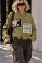 Rebel mood patch and ripped detailed oversize knitwear design sweater