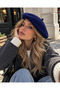 Women's Navy Blue Plush Painter Beret - 2