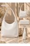 Women's Large Faux Leather Shoulder Bag - 4