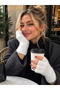 Women's Soft Textured Plush Cut Finger Gloves - 3