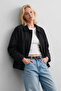 Women's polo collar classic jacket - black - 2