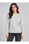 Women's Oversize Sweatshirt Crew Neck Drop Shoulder 2 Thread Threaded Cotton