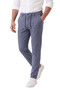 Men's Slim Fit Striped Blue Fabric Trousers – Drawstring Elastic Waist Lycra Sports Trousers 2700240 - 3