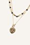Women's 2-Piece Necklace with Heart Pendant and Bead Detail I7162Axns - 2