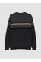Peak New Season Green Striped Knit Sweater with Bicycle Collar - 7