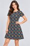 Women's Short Sleeve Pocket Retro Botanical Print Dress