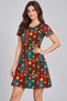 Women's Short Sleeve Pocket Retro Botanical Print Dress - 2