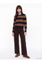 Two Mt Shop Quality Lcw Vision Brown Knitwear Striped Short Women's Cardigan - 2