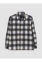 Ozmarka New Season Black Relax Fit Plaid Gabardine Men's Shirt - 5