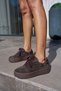 Tomass Women's Brown Dark Genuine Suede Lace-Up Sneaker