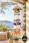 5 Pieces of Wicker Bird's Nest Wind Chime – Decorative Hanging Accessory with Seashell Detail, Balcony Garden Ornament, Wind Chime Seashell