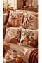 Warm Pumpkin Halloween 4-Piece Throw Pillow Cover Set – 43X43 cm Double-Sided, with Hidden Zipper - 2
