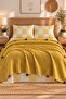 100% Cotton Double Pompom Pique Set Mustard (Pique + Sheet + Pillowcase) - 3
