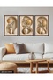 Gold Circle and Plant in Vase 3 Piece Wooden Framed Painting Act - 4