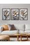Metal Textured Appearance Flower 3 Piece Wooden Framed Painting Act - 3