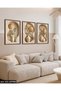 Gold Circle and Plant in Vase 3 Piece Wooden Framed Painting Act