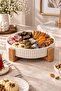 Porcelain Serving Presentation Plate with Wooden Stand, Serving Bowl
