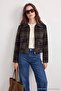 Petite Khaki Oversize Plaid Cashmere Coat Twoaw27Mo00144 - 3