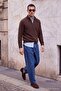 Wardrobe Essentials Kahverengi Yün İçerikli Regular Kesim Dik Yaka Triko Kazak TMNAW27KZ00031 - 2