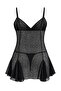 Black Leopard Patterned Flocked Printed Plus Size Babydoll Tbbaw27Dh00010 - 3