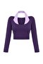 Mor Fırçalı Scuba Crop Bluz THMAW27BZ00006