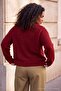 Wardrobe Essentials Bordo Moher Görünümlü Basic Büyük Beden Triko Kazak TBBAW27AN00072