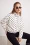 Ekru Puantiyeli Kalın İçi Polarlı Oversize Dik Yaka Fermuarlı Örme Hırka/Sweatshirt TWOAW27SW00053 - 4