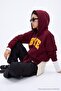 Mürdüm Kalın İçi Polarlı Slogan Baskılı Fermuarlı Kapüşonlu Örme Sweatshirt TWOAW27SW00199 - 3