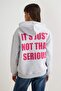 Gri Melanj Kalın İçi Polarlı Slogan Standart Kalıp Kapüşonlu Örme Sweatshirt TWOSS26SW00008 - 4