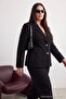 Black Accessory Buttoned Pocketed Fitted Woven Blazer Jacket Tbbaw27Ag00014 - 2