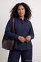 Dark Blue Waist-Fitted Medium Stretch Denim Plus Size Shirt Tbbaw27Ax00025 - 3
