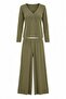 Khaki Snap Fastener Viscose Ribbed Knitted Pajama Set Thmaw27Pt00235 - 5