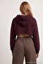 Kahverengi Kalın Kapüşonlu Bağcıklı Bolero Örme Sweatshirt TWOAW27SW00210 - 3