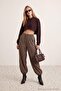 Kahverengi Kalın Kapüşonlu Bağcıklı Bolero Örme Sweatshirt TWOAW27SW00210