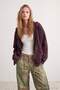 Brown Thick Washed Effect Hooded Zippered Oversize Knitted Cardigan/Sweatshirt Twoaw27Sw00061