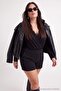 Siyah Dökümlü Dantel Detaylı Kruvaze Sandy Çıtçıtlı Body TBBAW27CS00013 - 2