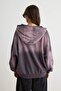 Mor Kalın Extra Oversize/Geniş Kesim Kapüşonlu Eskitme/Soluk Efektli Örme Sweatshirt TWOAW27SW00176 - 5