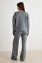 Light Gray More Sustainable V-Neck Basic Knitwear Bottom - Top Set Twoaw27Au00055 - 4