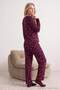 Mürdüm %100 Pamuklu Çiçekli Dantel Detaylı Fitilli/Pointel Örme Pijama Takımı THMAW26PT00165 - 4