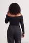 Siyah Gold Aksesuarlı Carmen Yaka Çıt Çıtlı Büyük Beden Örme Body TBBAW27CS00011 - 5