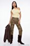 Çok Renkli Haki Kamuflaj Desenli Yüksek Bel Wide Leg Jeans TWOAW27JE00275 - 7