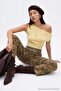 Çok Renkli Haki Kamuflaj Desenli Yüksek Bel Wide Leg Jeans TWOAW27JE00275 - 6